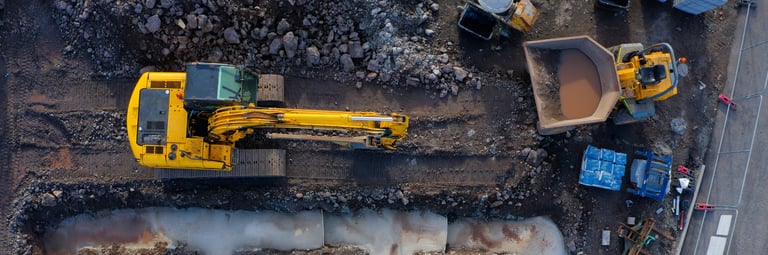 Aerial view of construction site